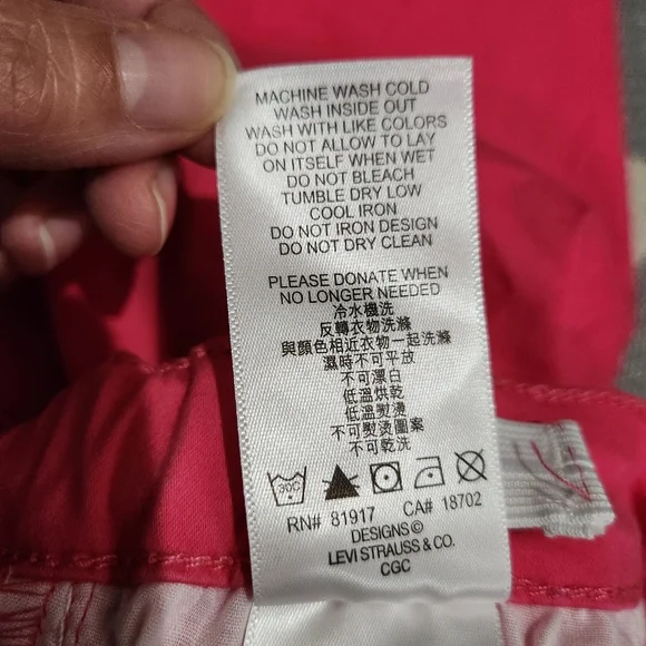 Levi's 710 Super Skinny Jeans Girls 10 R Hot Pink Adjustable Waist Stretch - Picture 8 of 8